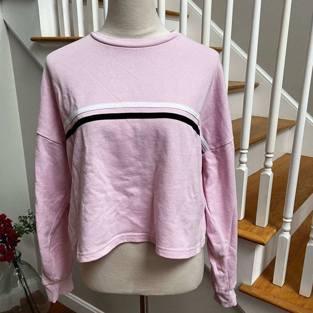 Forever 21 Large pink cropped sweatshirt stripes